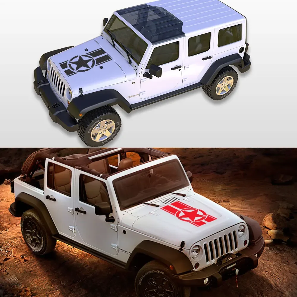 Car Hood Cover Sticker For Jeep Renegade Patriot Wrangler JK L TJ Trail Hawk Rubicon Pentagram Style Vinyl Decals Accessories view 5