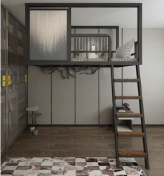 Iron art elevated bed loft style suspended bed with iron frame bed on top