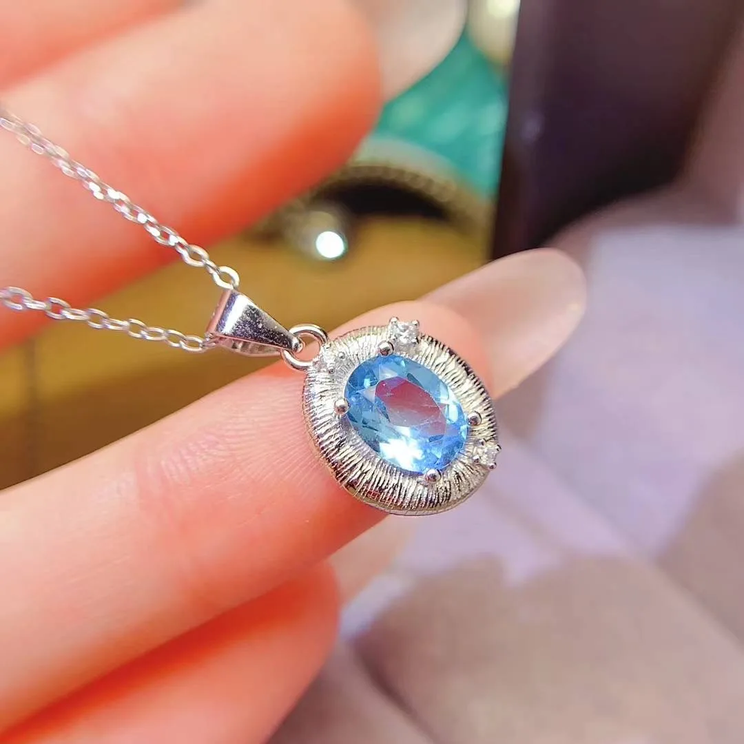 

KJJEAXCMY High End Women's Pendant Natural Topaz S925 Silver with Electroplating Boasting High Clarity Full Brilliance Gift