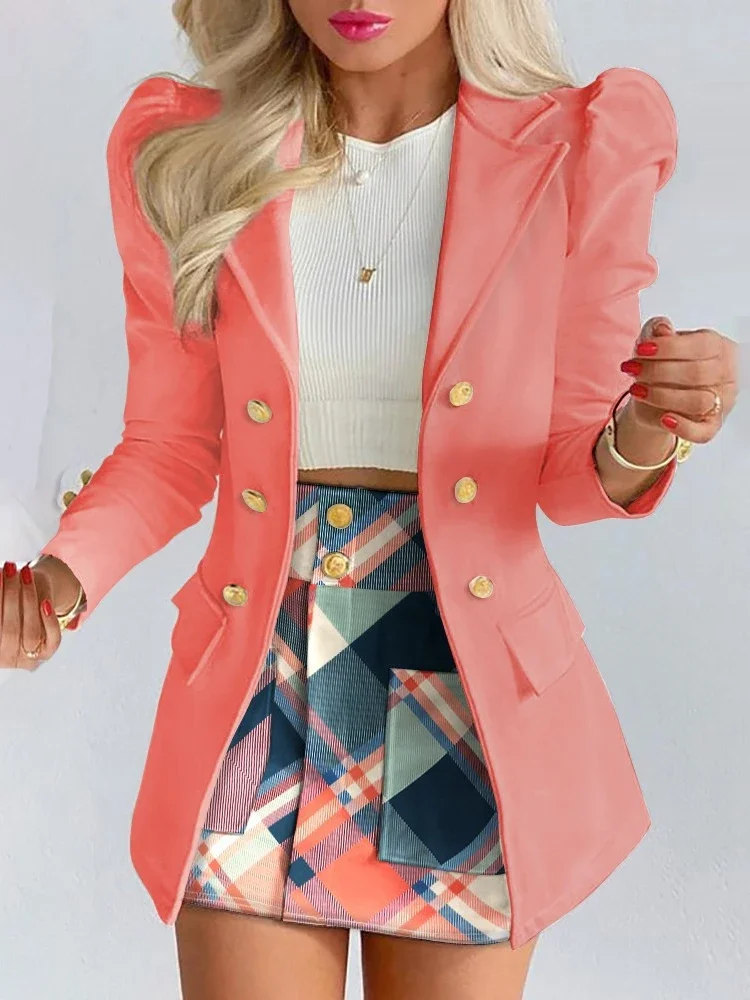Nuova primavera autunno per il tempo libero moda Blazer vestito da donna doppiopetto manica lunga top gonna vestito 2 pezzi ufficio donna vestito Set