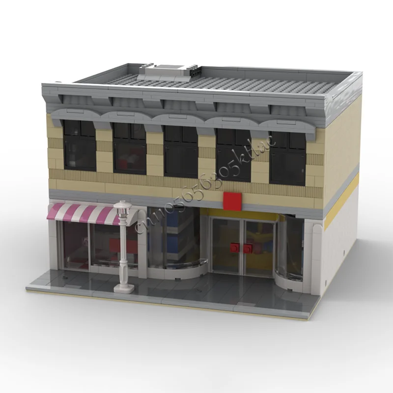 New 1575 PCS MOC Apricot Color Street Side Shops Building Blocks Model Children Puzzle Assembly Surprise Birthday Festival Gifts