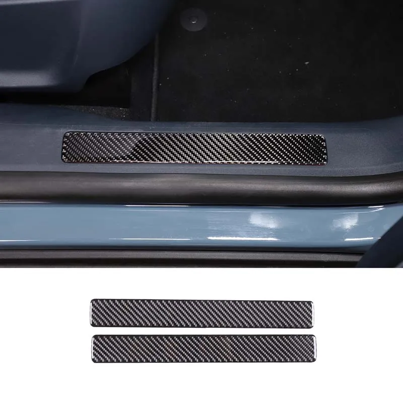 For 2022 Ford Maverick soft carbon fiber car styling front door built-in door sill rub strip sticker car interior accessories