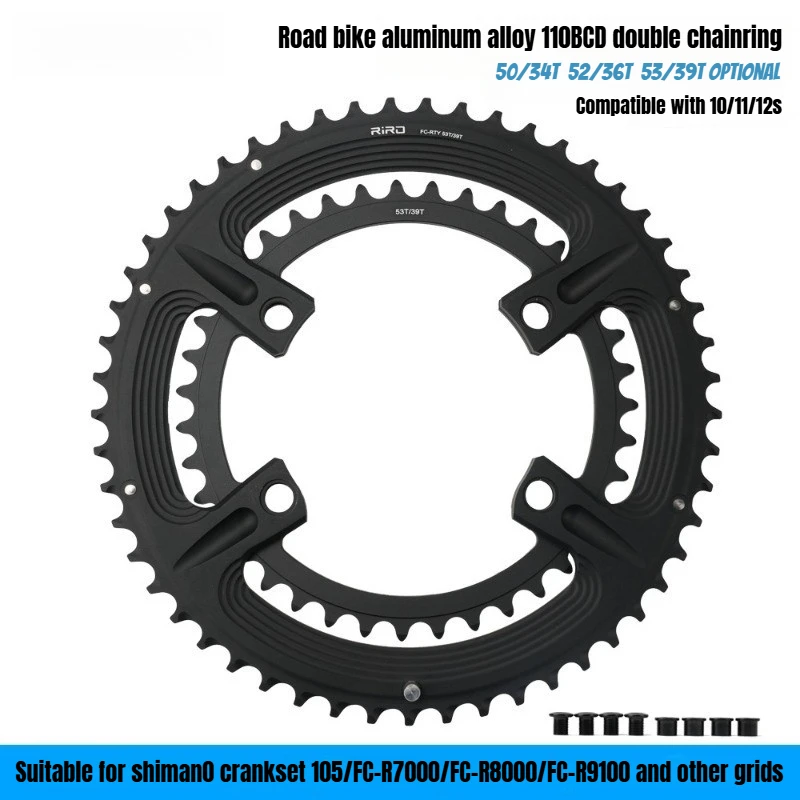 Coroa de Alumínio 4 Parafusos 110BCD para Shimano 105 R7000/Restore R8000/Dura-Ace R9100 50-34T 52-36T 53-39T Peças para Bicicleta