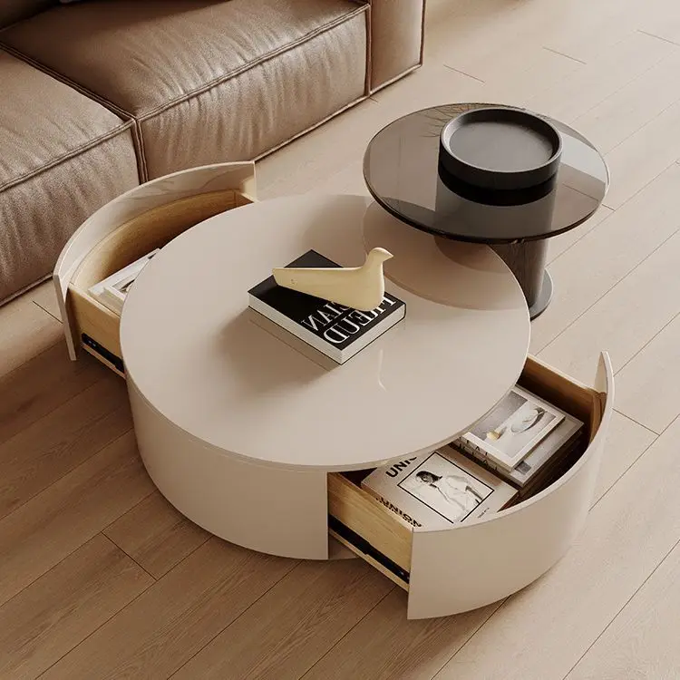 

Italian light luxury size round coffee table combination modern light luxury home simple modern living room