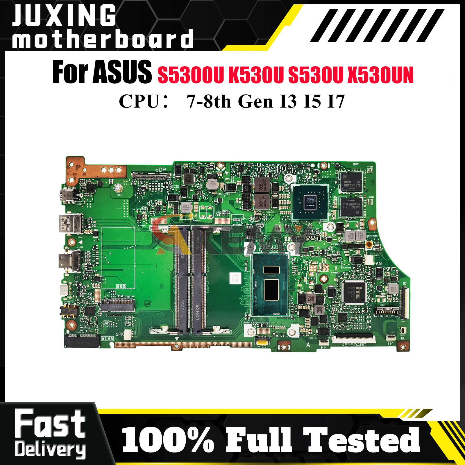 

X530UN Laptop Motherboard For ASUS VivoBook X530UN S530U K530U S5300U X530U Notebook Mainboard With I3 I5 I7 CPU 110% tests OK