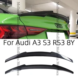 For AUDI A3 S3 RS3 Limousine 8Y Sedan M4 Style Carbon Fiber Rear Spoiler Trunk Wing 2021-2025  FRP Forged Glossy black