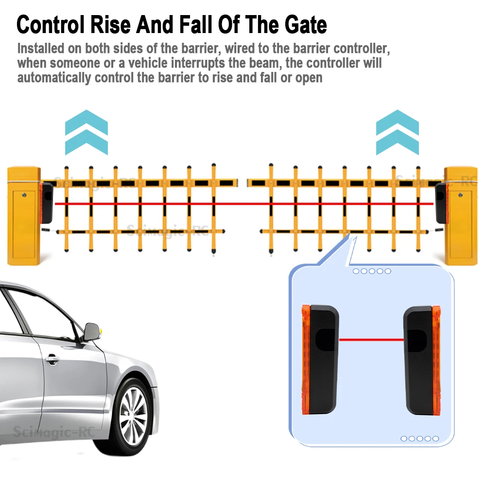 Детектор двери барьера с сигнальной лампой, фотоэлемент, инфракрасный датчик луча 12-24 В 180 °   Фотоэлектрический датчик для автоматических ворот гаража