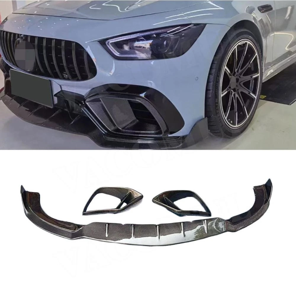 VACOMUL Dry Carbon Front Bumper Lip Spoiler With Air Vent For Benz AMG GT63 GT63S 4Door 2019-2023 Car Styling