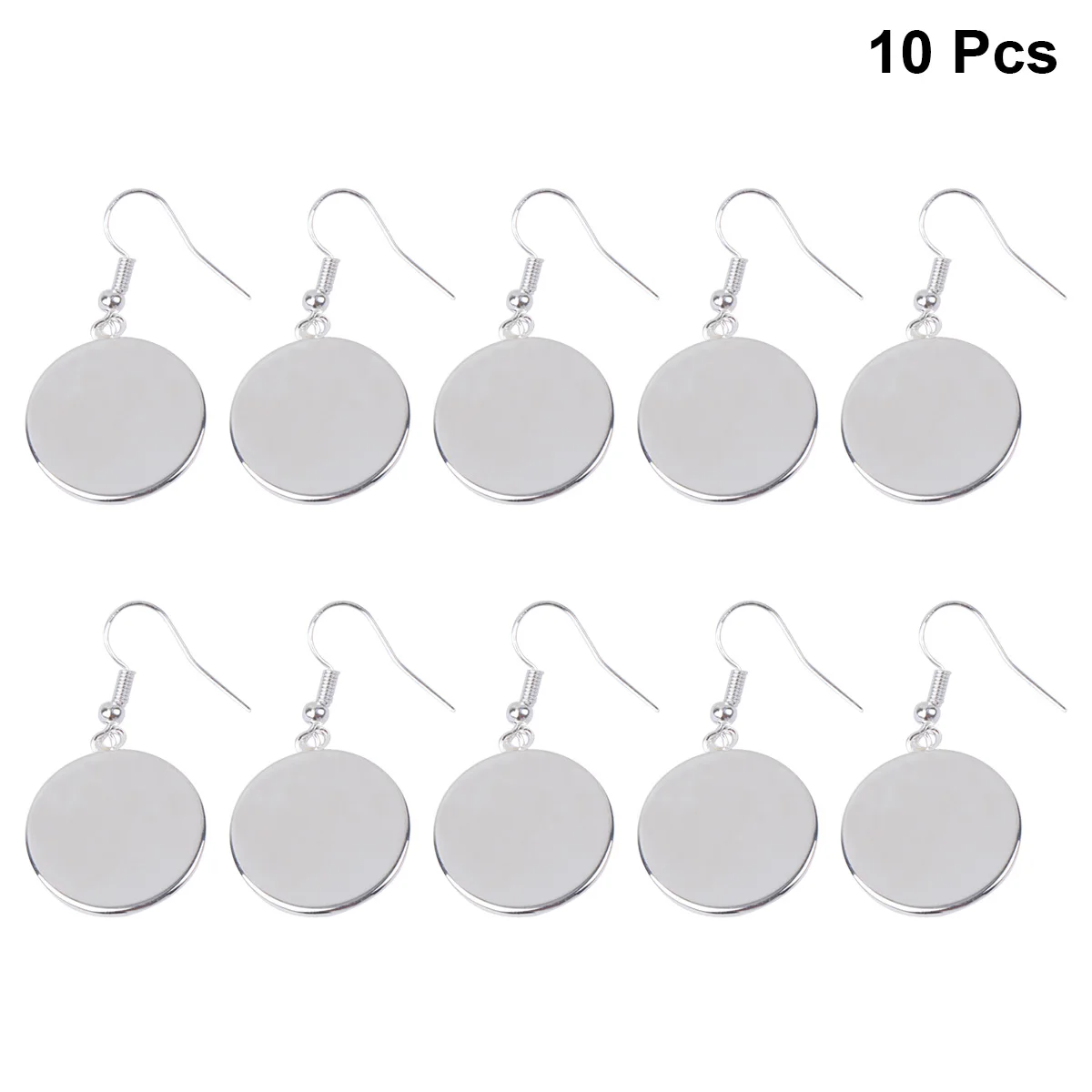 

10 Pcs Earring Making Hook Empty Holder Earrings Drop Iron Bezel Metal Silver Pendant