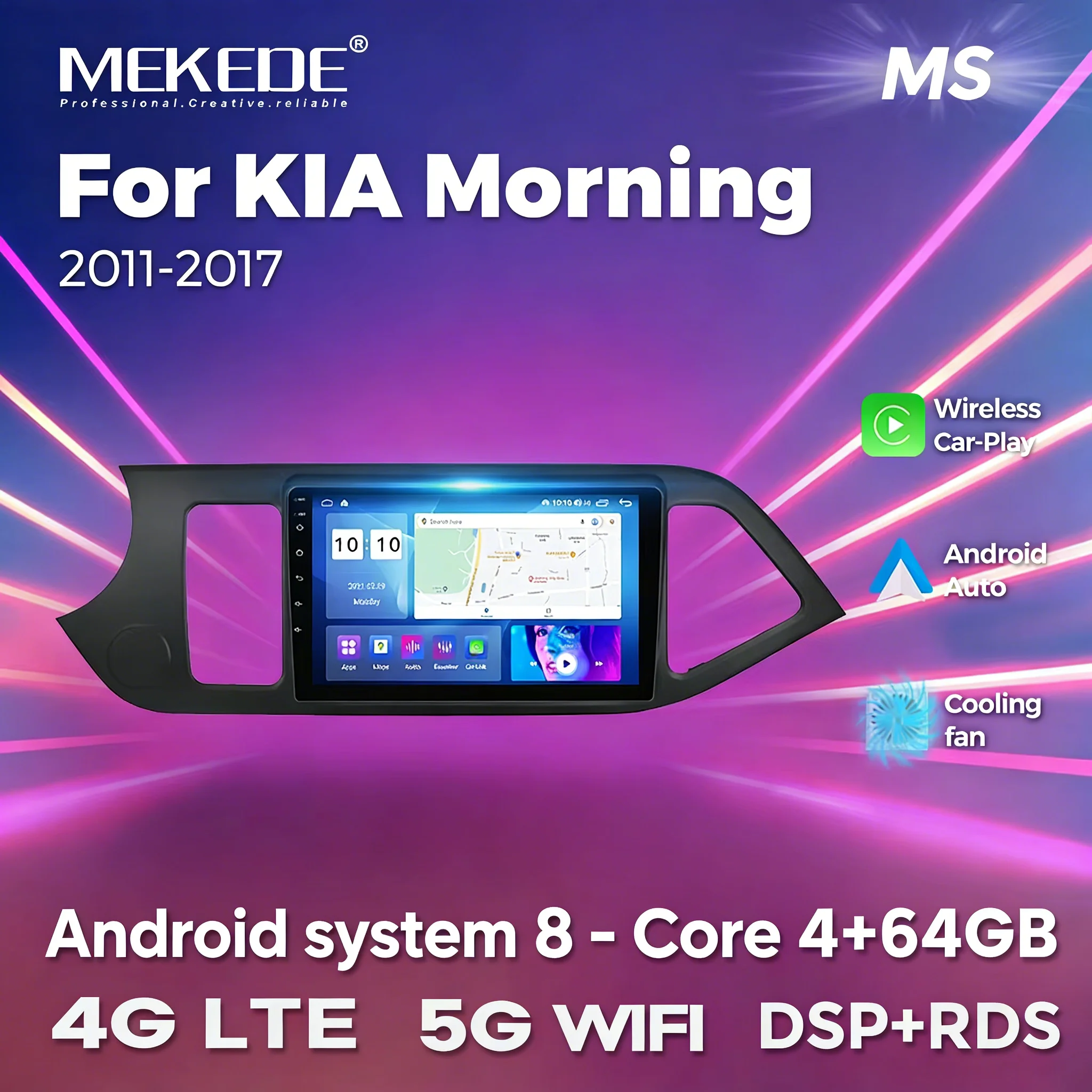 MEKEDE Car Audio All In One For KIA Morning Picanto 2011-2016 Android Auto Carplay 2 Din Auto Video Player BT Split Screen