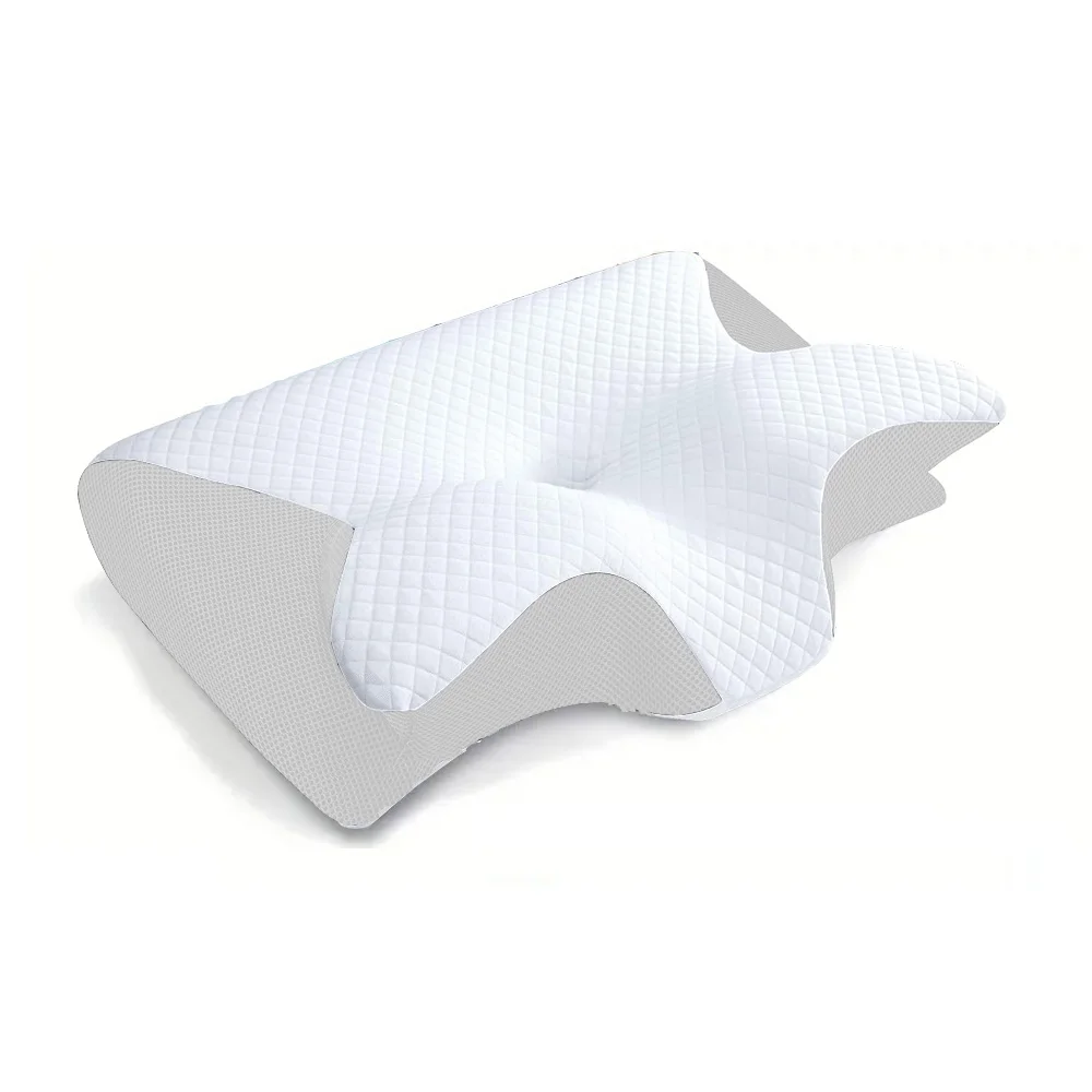 1 st Memory Foam Cervicaal Kussen, 2 in 1 Ergonomisch Contour Orthopedisch Kussen voor Nekpijn, Voorgevormde Ondersteuning Kussens, Nekkussen