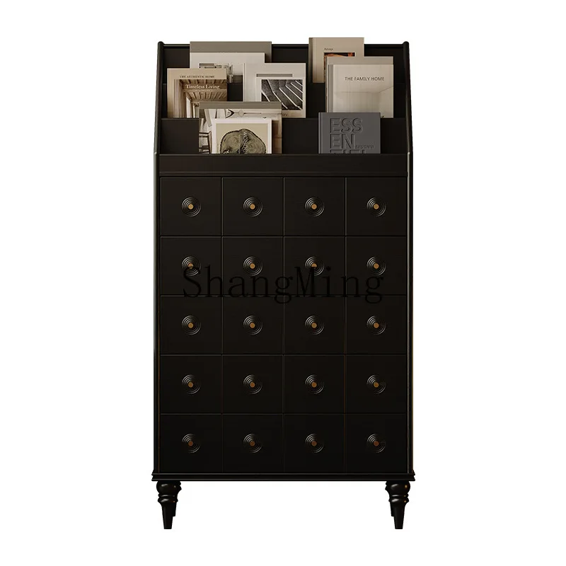 

ZYY Solid Wood Medieval Decorative Cabinet Magazine Storage Cabinet Creative Bookshelf Multifunctional Drawer Locker