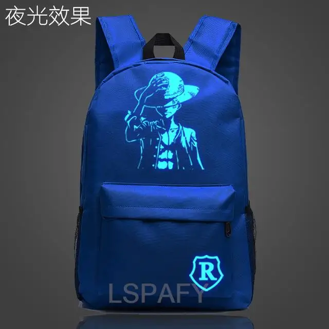 Monkey D Luffy One Piece Backpack Backpack travel School Luminous Book Bag teenagers Laptop Zipper bag Glow in the dark