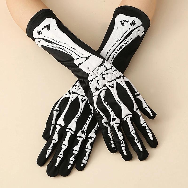 Fashion Halloween Skeleton Ghost Gloves Hat Creative Luminous Half Finger Full Fingers Print Warm Breathable Gloves Gifts