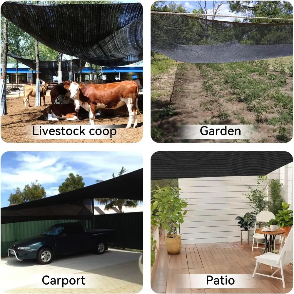 내구성 있는 12x24 피트 블랙 그늘막 천 황동 고리 포함 야외 햇빛 차단 및 덮개용