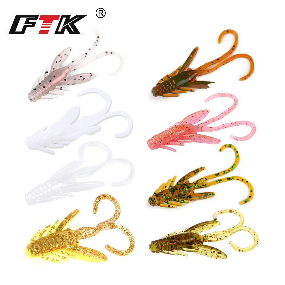 FTK Fishing Lure 20 pcs Insect Baits Wobbler Soft Jig Head Gift Wobbling Lifelikelure Swimbait Bass Silicone Saltwater