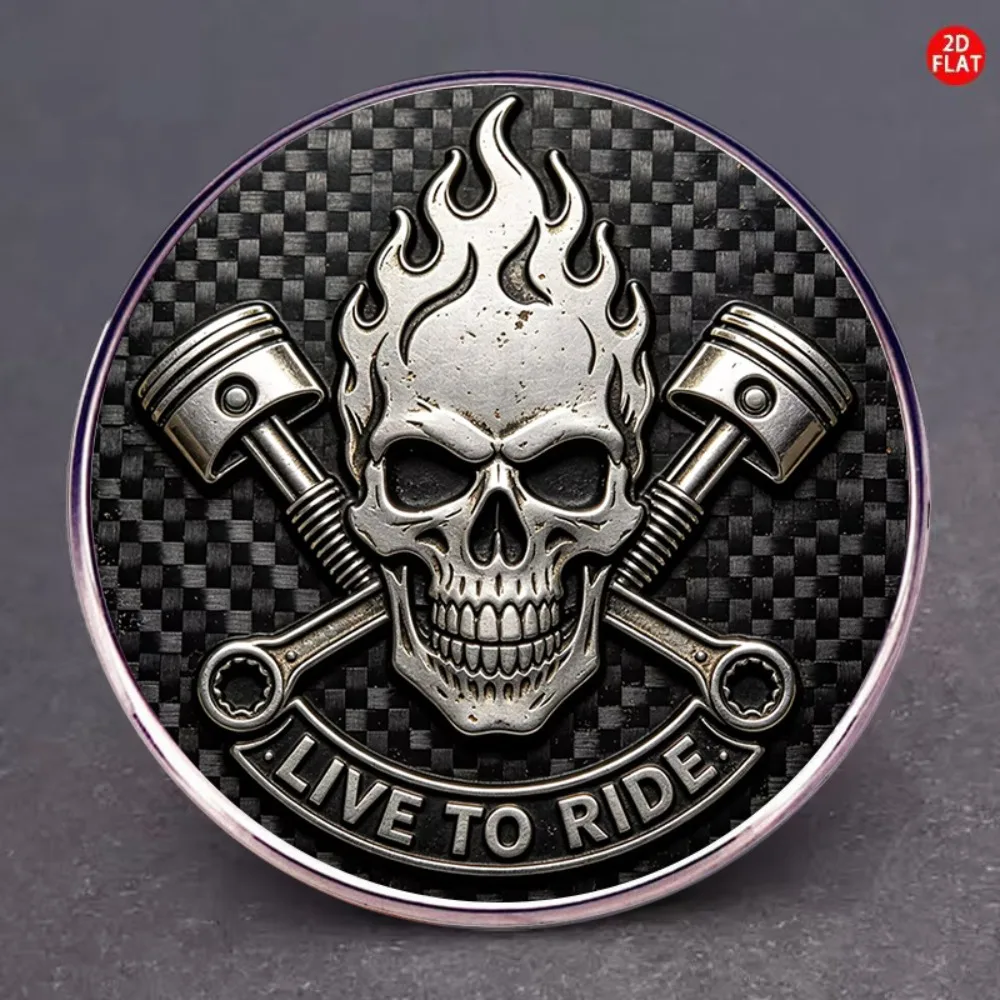 Image of Vintage Totenkopf-Metallkunstgemälde mit Flammenmuster, Wanddekoration, klassisches Biker-Stil-Kunstwerk für die Heimdekoration, Unisex-Mode oder als Geschenk.