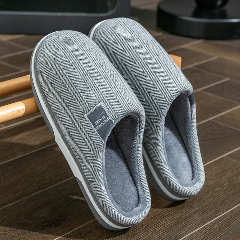 Winter Warm Men Fur Slippers House Non Slip Soft Shoes Comfort Flat Heel Home Indoor Bedroom Plush Slippers for Couples