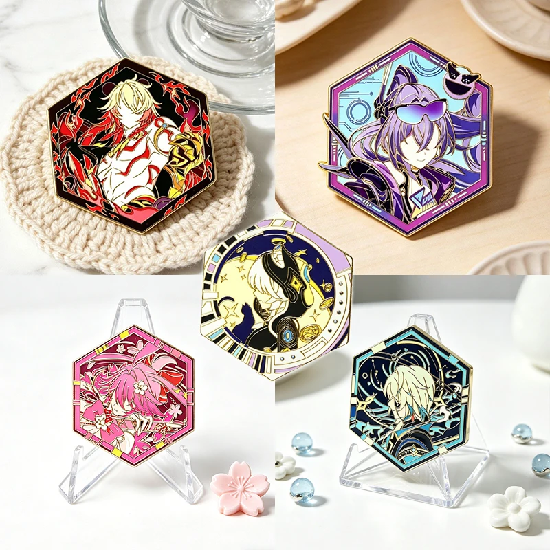 Honkai: Star Rail Mydei - Pin de Cosplay de Anime Evanescia Silver Wolf LV.999 Anaxa Cipher, Adorno para Disfraces de Fiesta de Halloween