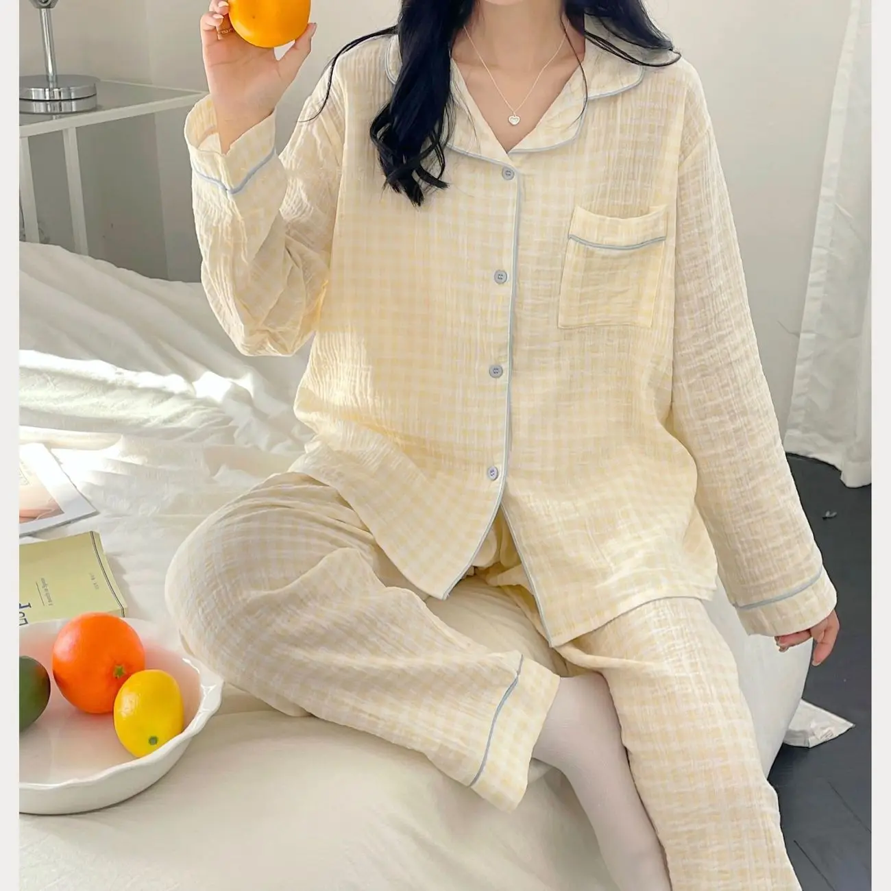 New Print Cartoon Pajamas Set Women Spring Autumn Loungewear Sweet Comfortable Sleepwear Female Long Sleeve Pants Home Clothing