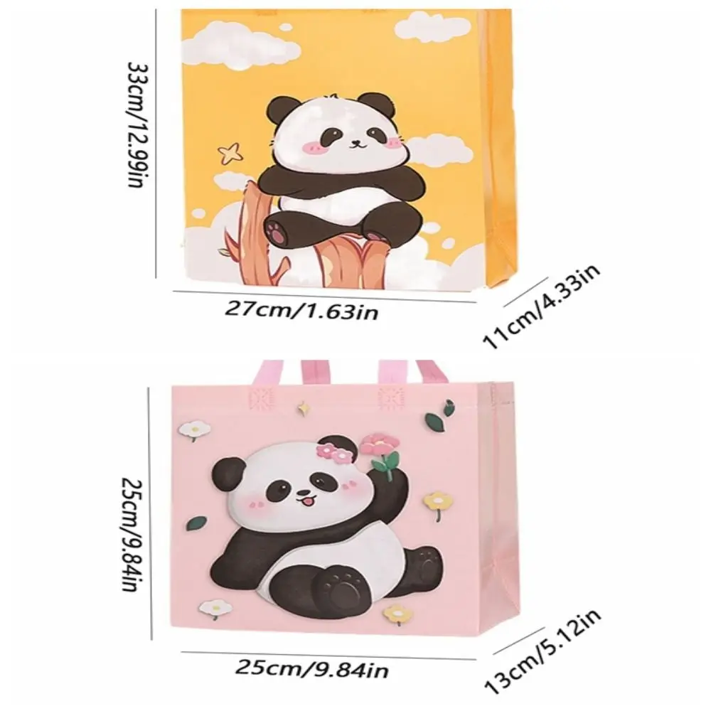 Portable Cartoon Panda Non Woven Tote Bag Colorful Foldable Storage Bag with Handles Eco Friendly Shopping Bags Girls