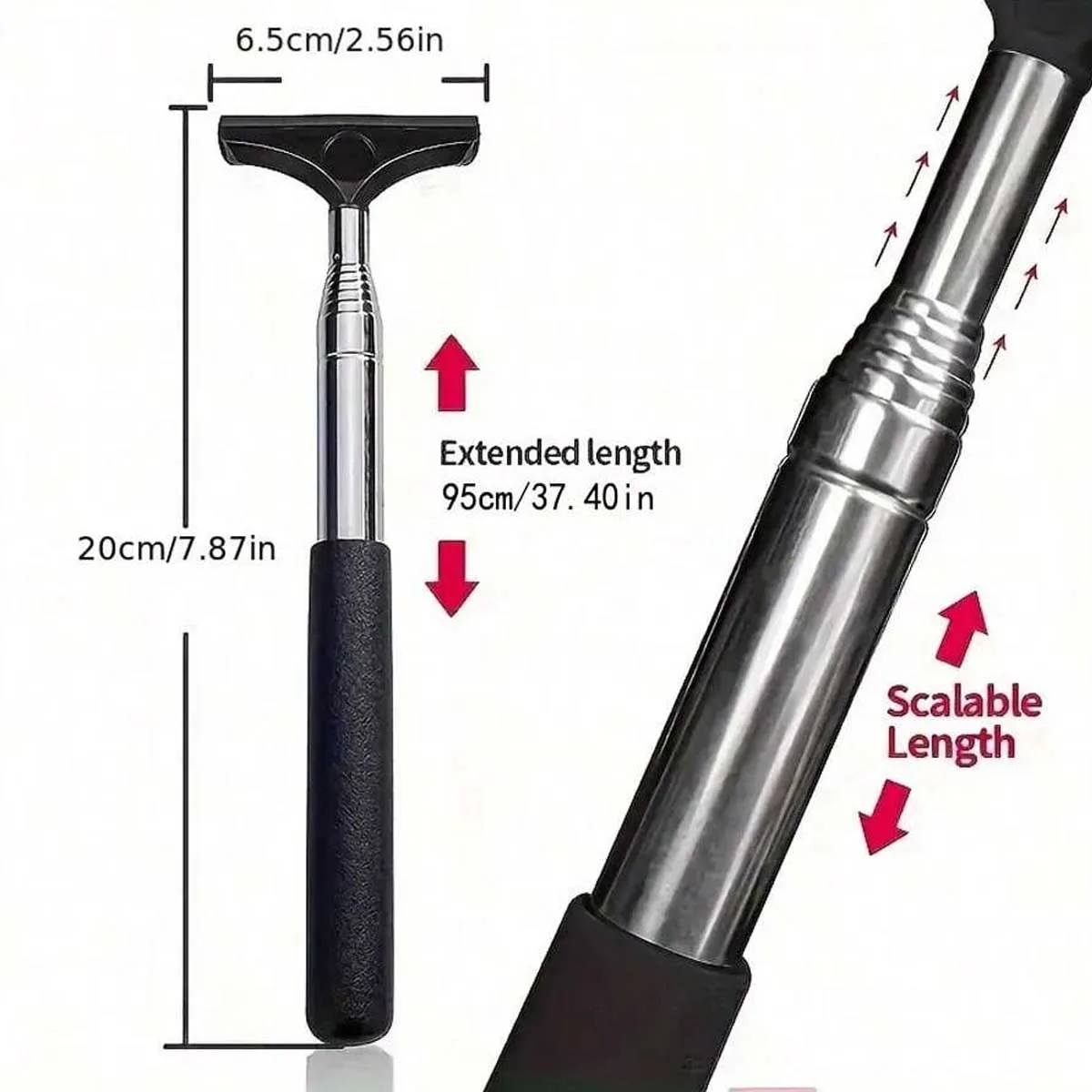 1 Pack Retractable Car Mirror Windshield Wiper with Telescopic Long Bar, General Auto Accessories