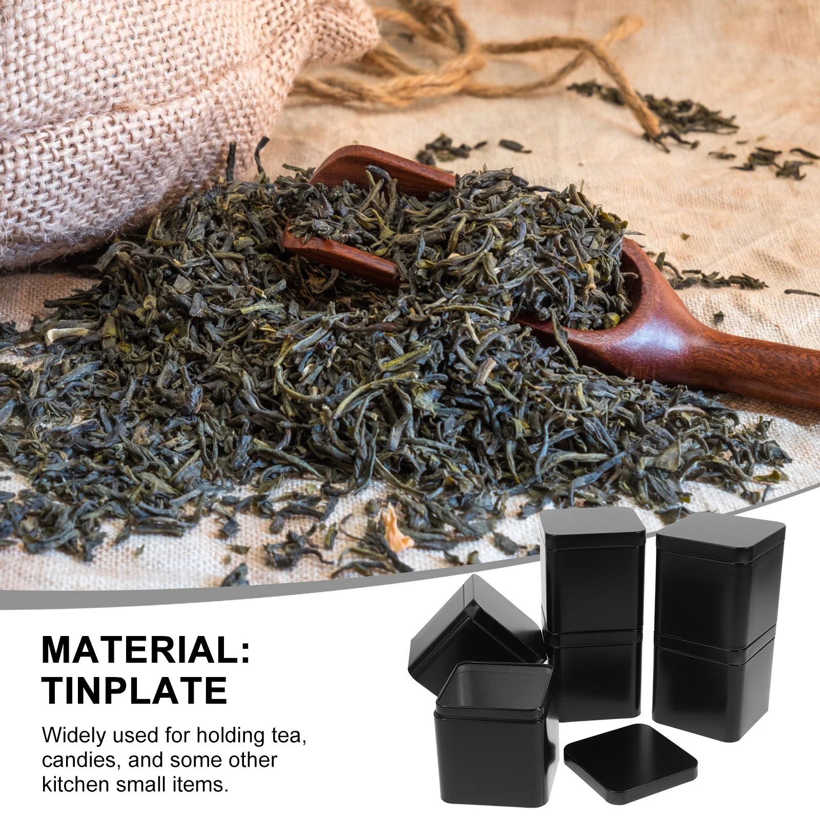 

6pcs Tea Tin Canisters Tinplate Sealed Jars For Loose Tea Biscuits Storage Container Dustproof Kitchen Pantry Organizer Jar