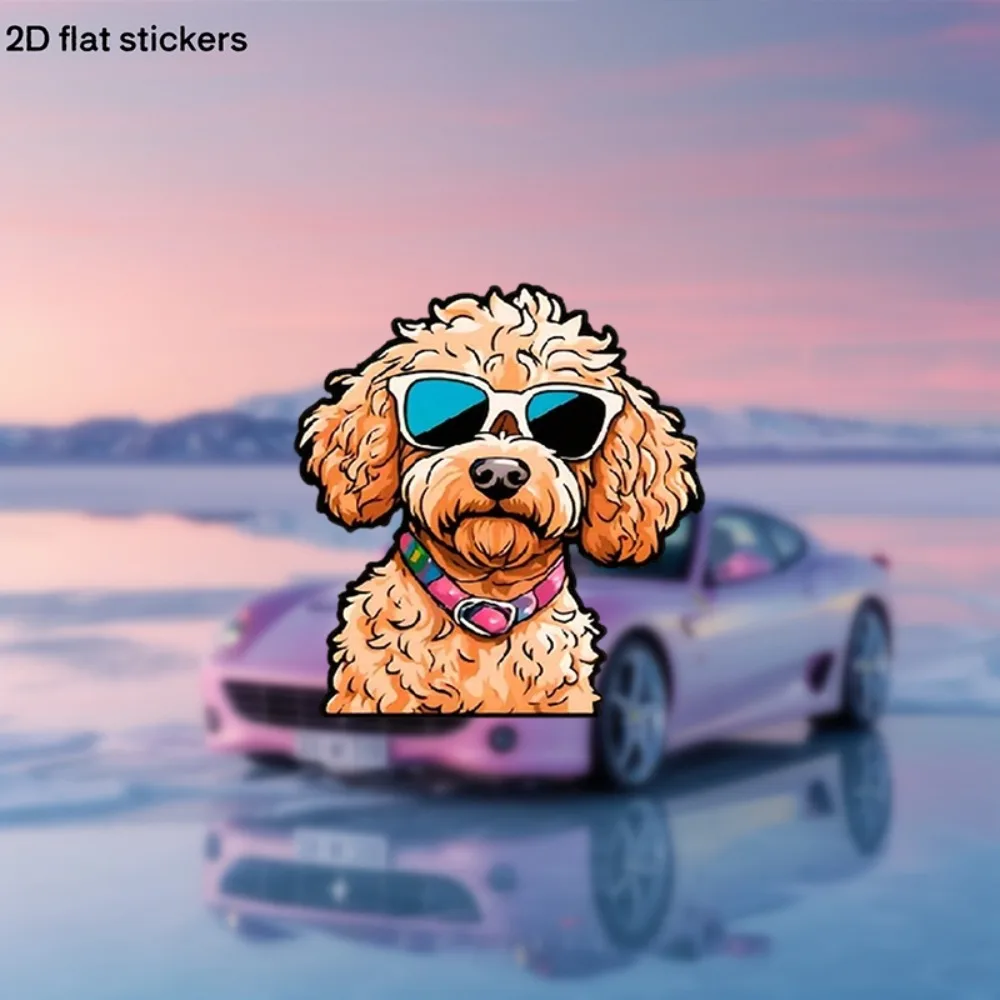 

Car Decals Showcasing a Fashionable Dog Wearing Glasses Ideal for Vehicles Motorcycles Laptops Water Bottles