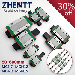 miniature linear rail slide 1pc  linear guide+1pc  carriage MGN12 MGN15 MGN7 MGN9 300 350 400 450 500 600 mm