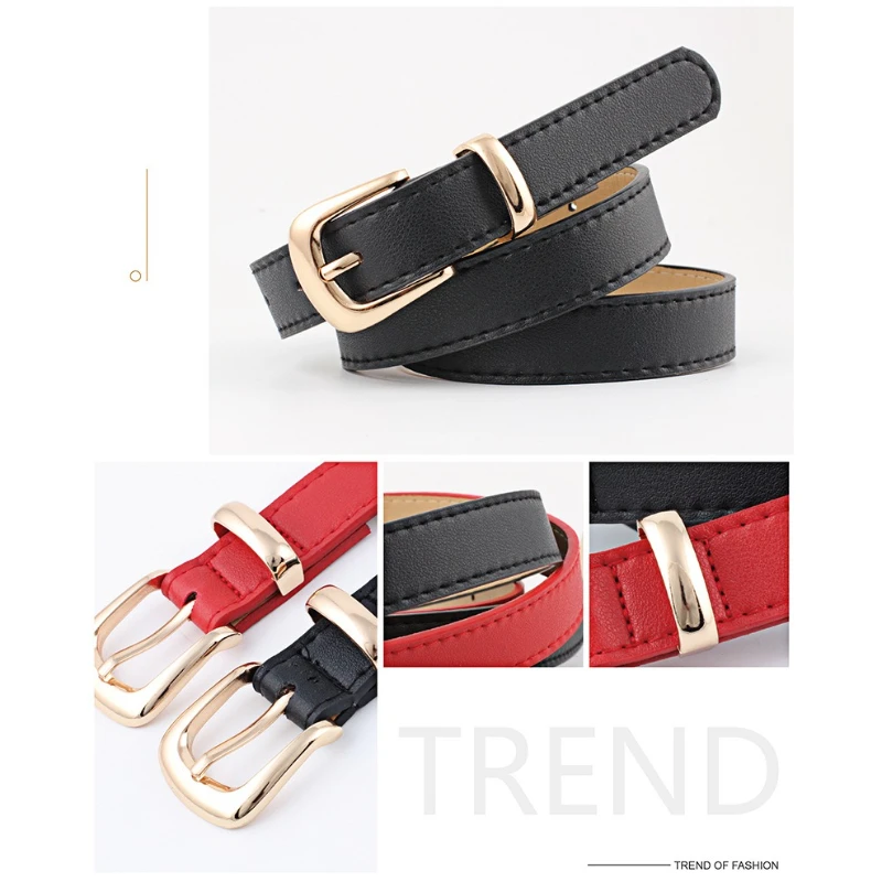 2.4x105cm Women Fashion PU Leather Belts Simple Metal Buckle Belt Dress Jean Pants Waistband Belts for Lady