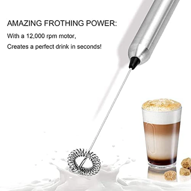 Electric Milk Frother Rod Stainless Steel Handheld Milk Frother Frother Battery Operation