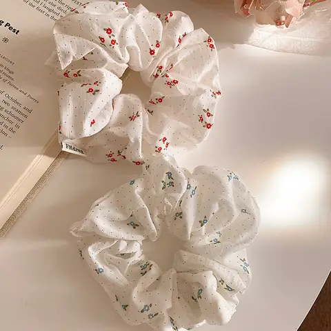 귀여운 꽃 Scrunchies 여자 여자 탄성 헤어 밴드 액세서리 넥타이 헤어 링 로프 머리 장식 모자를 쓰고 있죠 장식 포니 테일 홀더