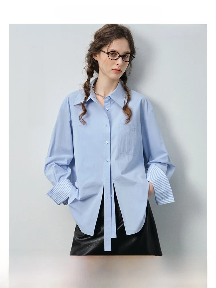 

Синяя женская куртка VEGA CHANG 2025: Новинка к празднику, с разрезом спереди, премиум-класса, с отложным воротником, в корейском стиле