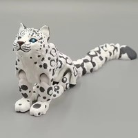 3D Printed Snow Leopard Model Simulation Multi-joint Movable Wild Animals Figurines Miniatures Home Decoration Crafts Figurines