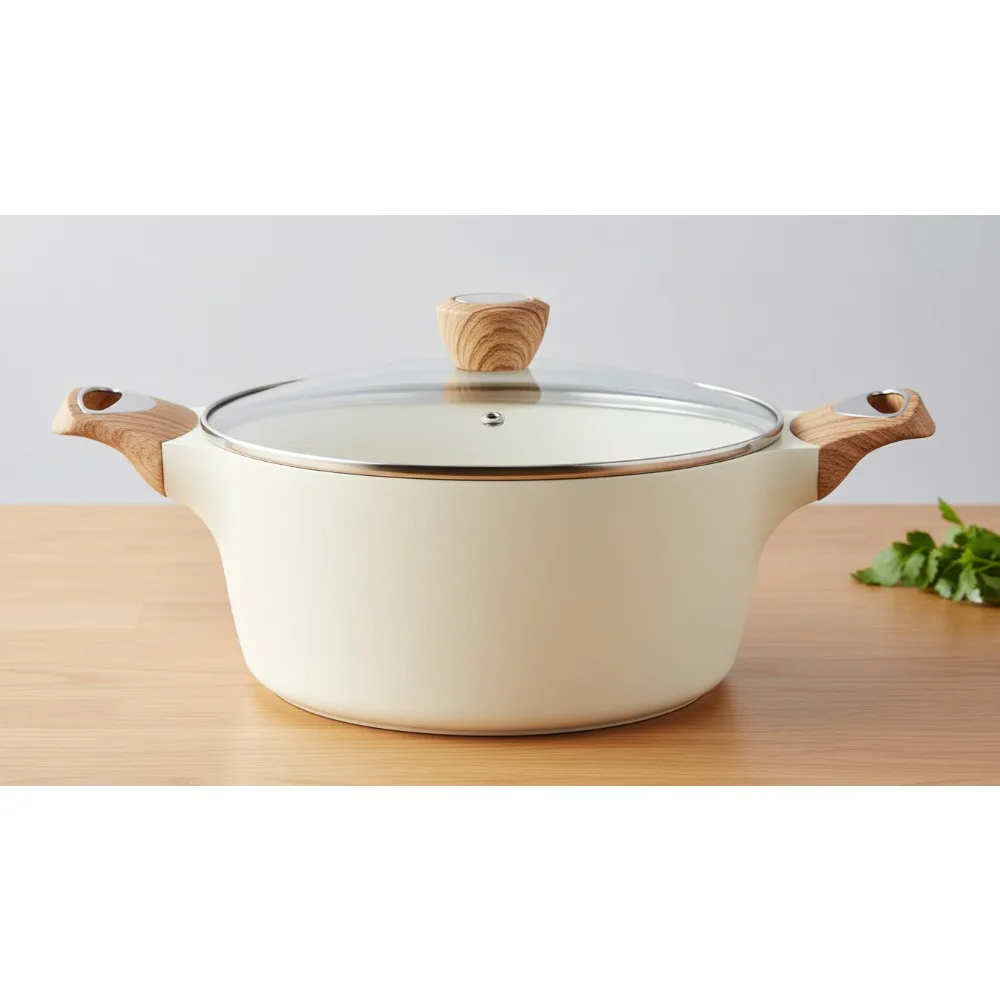 

Ceramic Nonstick Stock Pot with Lid, 2.6-8.5QT Healthy Soup Casserole, Induction Compatible PFOA Free for Family Cooking