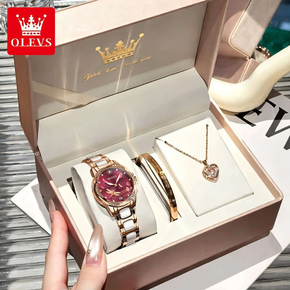 

Часы OLEVS 6610 для женщин, автоматические механические часы, водонепроницаемые, светящиеся, роскошные, оригинальные женские часы с бриллиантовой шкалой, подарочная коробка.