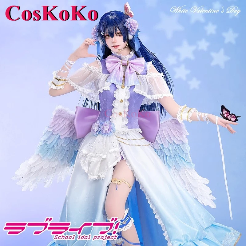 CosKoKo Sonoda Umi Cosplay Anime LoveLive Costume White Valentine's Day Angel Sweet Dress Halloween Party Role Play Clothing New