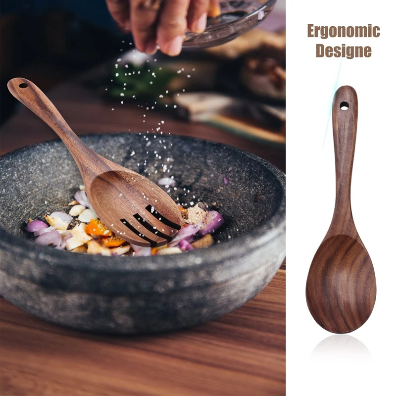 ABXF-خواتم سلطة السنط الخشبية لأواني الطبخ غير اللاصقة للمطبخ، خادم صنع سلطة الخبز الخشبي، قطعتان