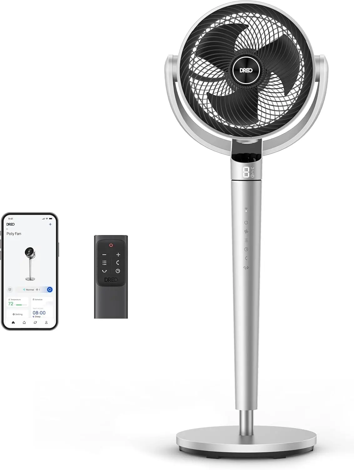 

Pedestal Fan with Smart Control, 43'' Inches, 150°+120° Omni-Directional Oscillating Quiet Fans for Bedroom