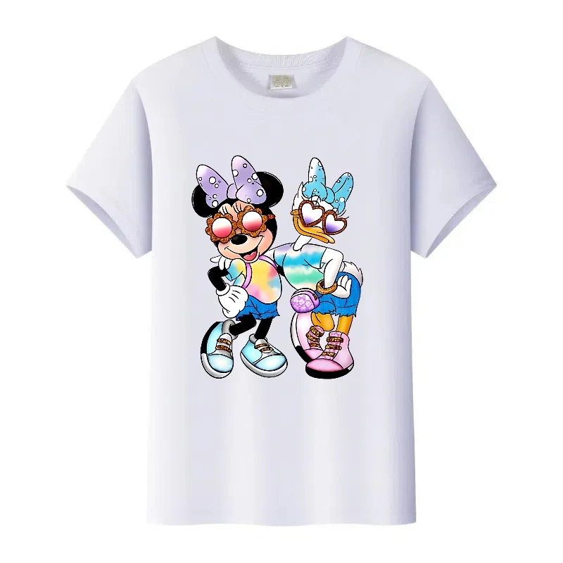 موضة ديزني ميكي ماوس ميني الجرافيك الأطفال تيز الصيف بلوزات مستديرة العنق ملابس امرأة Y2K التي شيرت الرجال البلوزات الأسرة تي شيرت