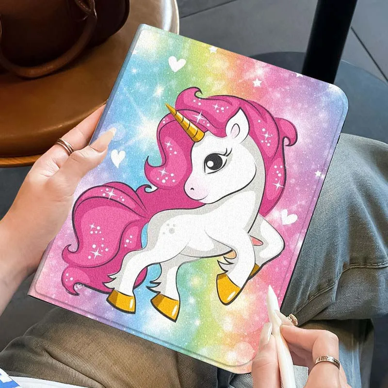 حافظة كمبيوتر لوحي لطيفة على شكل وحيد القرن لهاتف سامسونج جالاكسي تاب A A7 A8 A9 A11 S6 S11 Lite Plus 10.1 10.4 10.5 بوصة