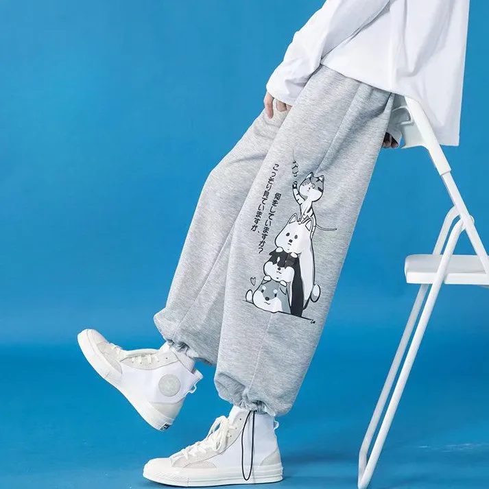 

Men Pants Oversized Sports Pant Fashion Trend Cartoon Kitten and Puppy Printed Long Pants Casual Sweatpants Plus Size M-8XL