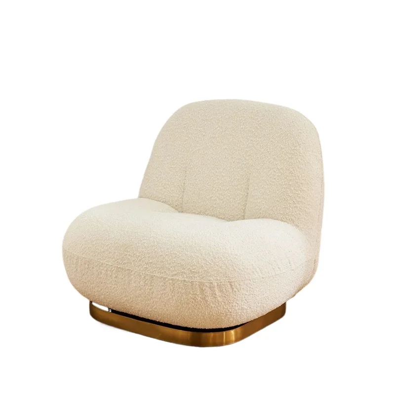 

Nordic lamb wool design light luxury Internet celebrity ins single sofa white fat lazy sofa living room