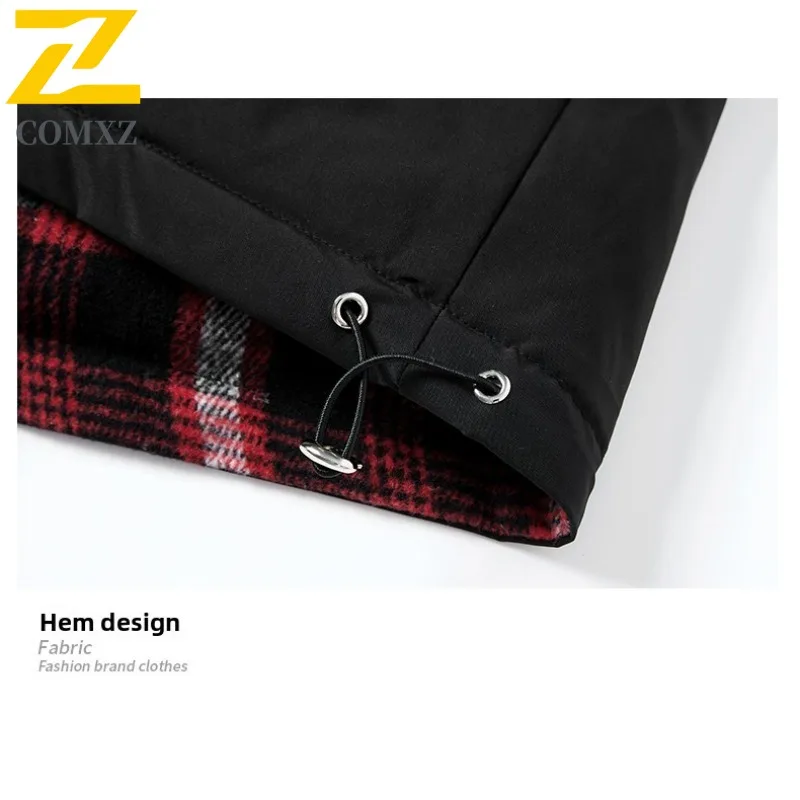 COMXZ Men Parker Coat Comfortable Reversible Plus Size Ski Street Warm Hiking Cotton-Padded Jacket Windproof Snow Puffer Jacket