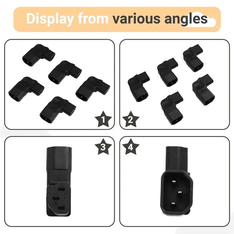 

【Perfect-Gift!】IEC 320 3-Pin Extension Left Angle AC Converter C14 To C13 Power Right Angle For PDU Cabinet UPS Server