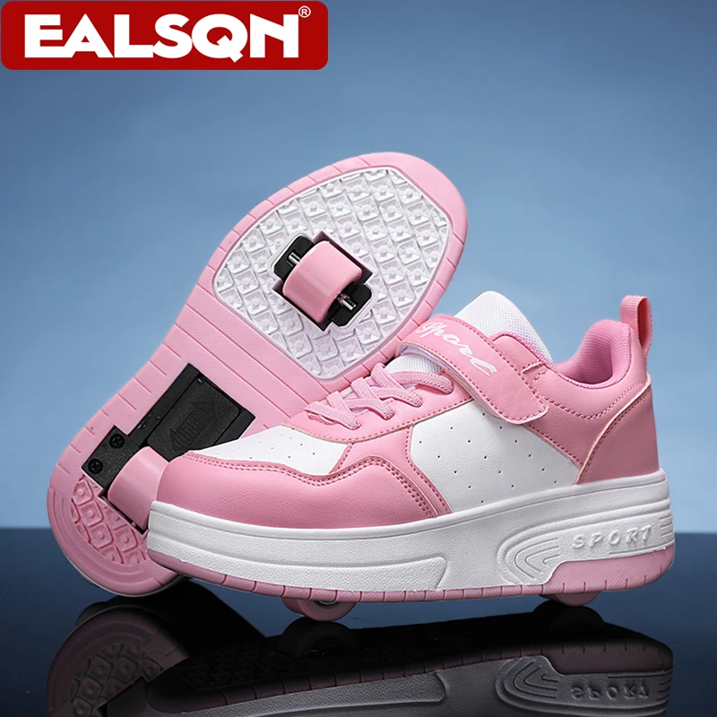 

Two Wheel Roller Shoes Breathable Kids Girls Walking Shoes Ultra-Light Outdoor Retractable Roller Skates for Children Sneaker