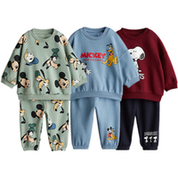 Mickey Mouse Sweatshirt+Pants Two Piece Set Spring Autumn Wear New Long Sleeve Outfits Outer Wear Cute Hoodies Trousers Suits