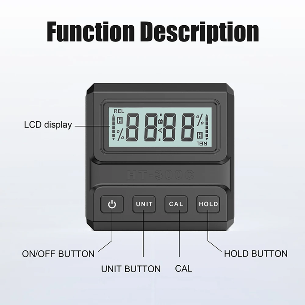 HT-300C Digital Angle Gauge Magnetic Protractor Ruler 90 Degree LCD Display Inclinometer Level Protractor for Wood processing