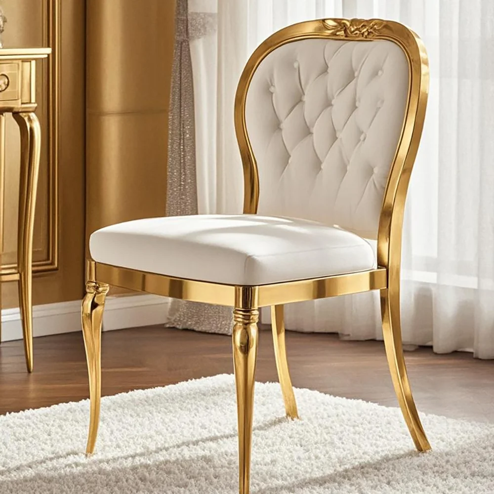 20PCS Modern Luxury High Back Gold Stainless Steel Chair for Bride and Groom for Wedding Banquet Party Event Hotel Furniture