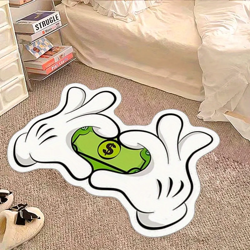 

Money Gesture Mat - Dollar Bill Design with Grip Backing Machine Washable Mat for Living Room Bedroom Entryway